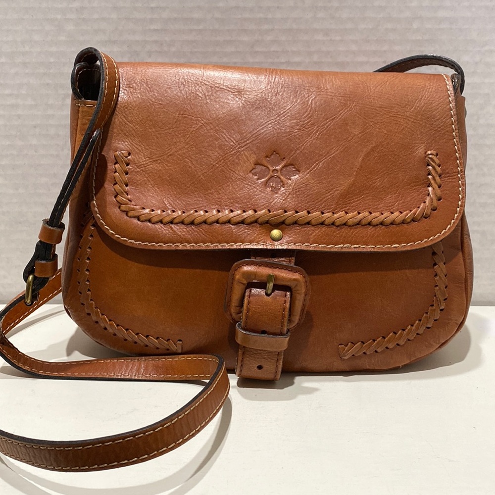 PATRICIA NASH Tan Leather Messenger Bag